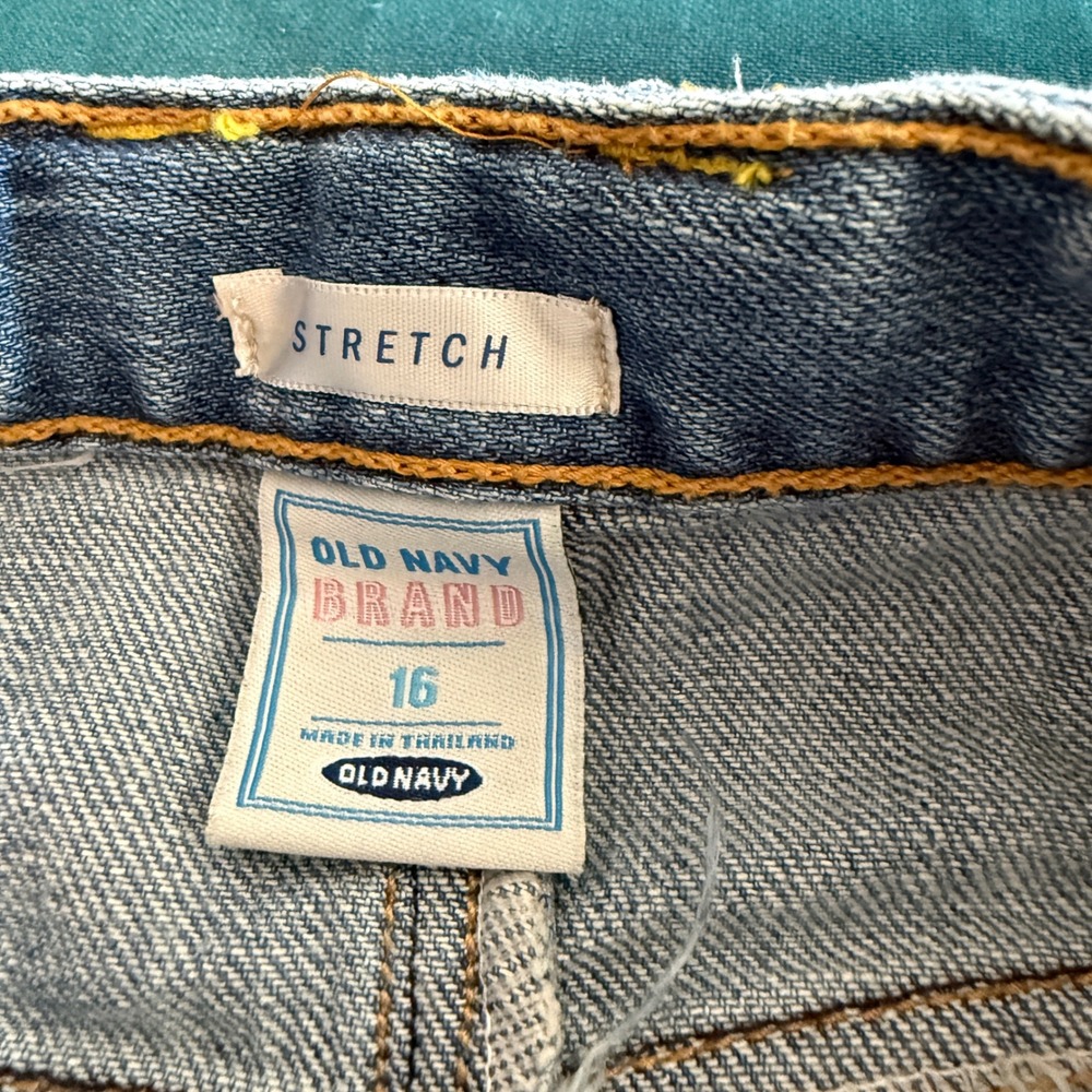 Old Navy Y2K Denim Mini Skirt Girls 16 27" Waist Stretch Blue Jean - Picture 3 of 9